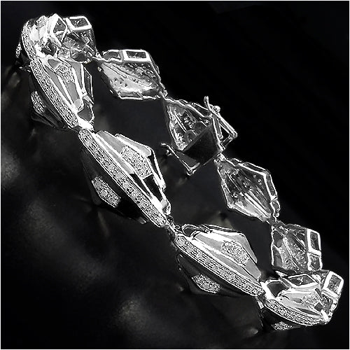 Bids.com 14K Yellow Gold Plated 1.07 Carat Genuine White Diamond Sterling Silver Bracelet Bracelets Black size 8.25