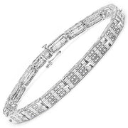 Bids.com 1.16 Carat Genuine White Diamond 14K White Gold Plated .925 Sterling Silver Bracelet Bracelets White Smoke size 8.00,size 8.50
