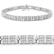Bids.com 1.16 Carat Genuine White Diamond 14K White Gold Plated .925 Sterling Silver Bracelet Bracelets White Smoke size 8.00,size 8.50