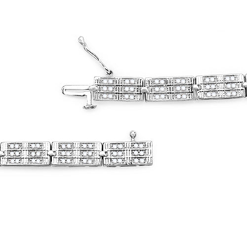 Bids.com 1.16 Carat Genuine White Diamond 14K White Gold Plated .925 Sterling Silver Bracelet Bracelets White Smoke size 8.00,size 8.50