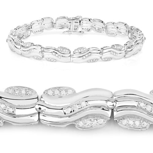 Bids.com 0.84 Carat Genuine White Diamond .925 Sterling Silver Bracelet Bracelets White Smoke size 8.25