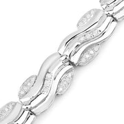 Bids.com 0.84 Carat Genuine White Diamond .925 Sterling Silver Bracelet Bracelets White Smoke size 8.25