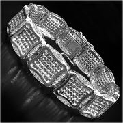 Bids.com 14K Yellow Gold Plated 0.67 Carat Genuine White Diamond .925 Sterling Silver Bracelet Bracelets Black size 8.50