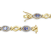 Bids.com 14K Yellow Gold Plated 3.08 Carat Genuine Tanzanite .925 Sterling Silver Bracelet Bracelets White Smoke size 7.75