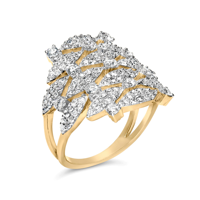 Bids.com 14K Yellow Gold 1.0 Cttw Diamond Geometric Stacked Open Cocktail Ring (I-J Color, I1-I2 Clarity) - Ring Size 7 Rings White Smoke 7 / Yellow.Gold,8 / Yellow.Gold,6 / Yellow.Gold