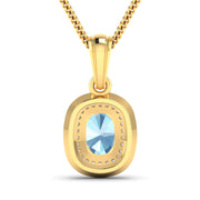 Bids.com 1.35 Carat Genuine Aquamarine and White Diamond 14K Yellow Gold Pendant Pendants White Smoke