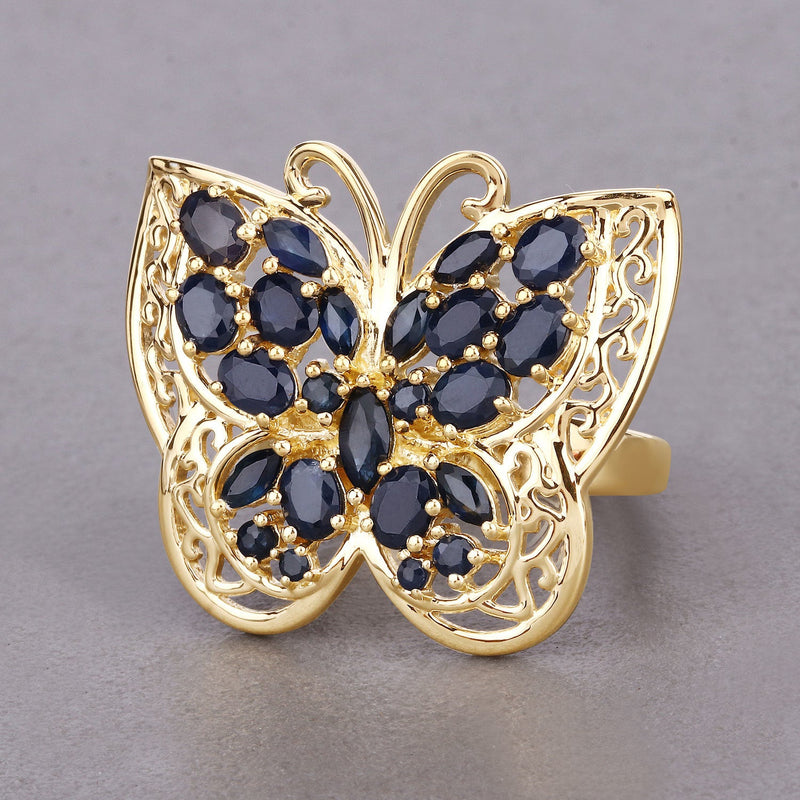 Bids.com 2.86 Carat Genuine Blue Sapphire .925 Sterling Silver Ring Rings Dark Gray size 6.00,size 7.00,size 8.00,size 9.00