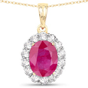 Bids.com 2.56 Carat Genuine Burma Ruby and White Diamond 18K Yellow Gold Pendant Pendants White Smoke One,size 16.00,size 18.00
