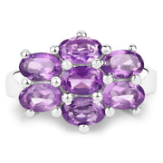Bids.com 3.01 Carat Genuine  Amethyst .925 Sterling Silver Ring Rings White Smoke size 7.00,size 6.00,size 8.00,size 5.00,size 9.00