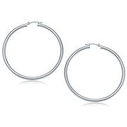 Bids.com 14k White Gold Polished Hoop Earrings (50 mm) Earrings White Smoke White Gold