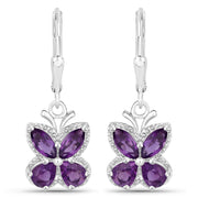 Bids.com 2.12 Carat Genuine Amethyst .925 Sterling Silver Earrings Earrings White Smoke