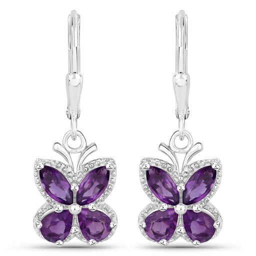 Bids.com 2.12 Carat Genuine Amethyst .925 Sterling Silver Earrings Earrings White Smoke