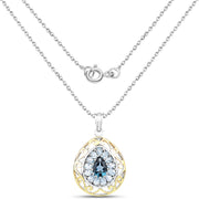 Bids.com 18K Yellow Gold Plated 4.44 Carat Genuine London Blue Topaz and Blue Topaz .925 Sterling Silver Pendant Pendants White Smoke