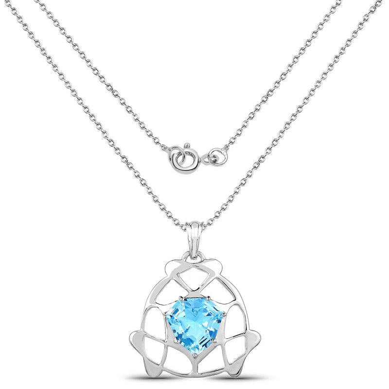 Bids.com 11.50 Carat Genuine Swiss Blue Topaz .925 Sterling Silver Pendant Pendants White Smoke