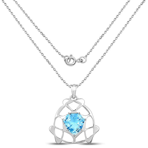 Bids.com 11.50 Carat Genuine Swiss Blue Topaz .925 Sterling Silver Pendant Pendants White Smoke