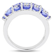 Bids.com 2.72 Carat Genuine Tanzanite .925 Sterling Silver Ring Rings White Smoke size 8.00,size 7.50,size 6.00,size 7.00,size 9.00,size 5.00