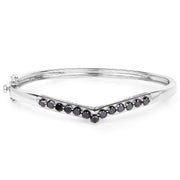 Bids.com 2.28 Carat Genuine Black Diamond .925 Sterling Silver Bangle Bracelets White Smoke size 7.50