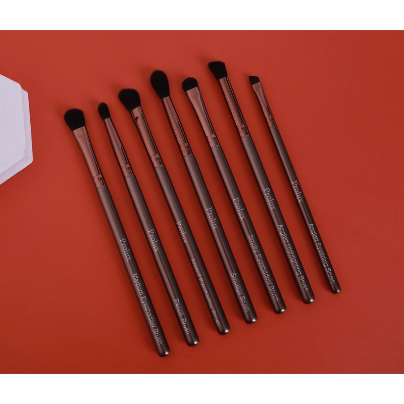 Prolux Cosmetics Deluxe Eye Essentials 7pc Brush Set Brown