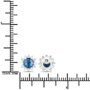 Bids.com 1.87 Carat Genuine Blue Sapphire and White Diamond 14K White Gold Earrings Earrings White Smoke