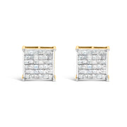 Bids.com 10K Yellow Gold 2.0 Cttw Invisible-Set Princess-Cut Diamond Stud Earrings Earrings White Smoke Yellow.Gold / 2