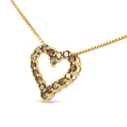 Bids.com 14K Yellow Gold Plated .925 Sterling Silver 1.0 Cttw Champagne Diamond Heart Pendant Necklace (K-L Color, I1-I2 Clarity) - 18" Necklaces White Smoke Yellow.Sterling Silver / 18