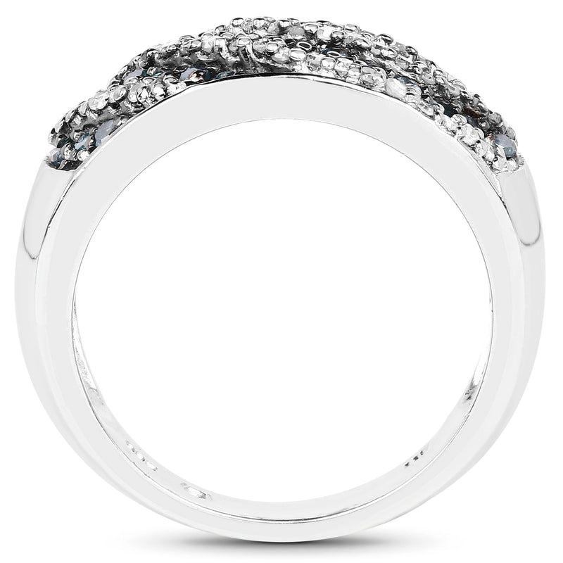 Bids.com 0.62 Carat Genuine Blue Diamond and White Diamond .925 Sterling Silver Ring Rings White Smoke size 6.00,size 7.00,size 8.00,size 9.00