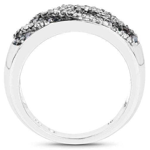 Bids.com 0.62 Carat Genuine Blue Diamond and White Diamond .925 Sterling Silver Ring Rings White Smoke size 6.00,size 7.00,size 8.00,size 9.00