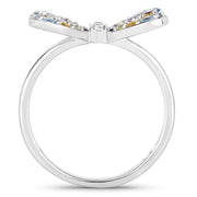 Bids.com 1.18 Carat Genuine Multi Stones .925 Sterling Silver Ring Rings White Smoke size 6.00,size 7.00,size 8.00