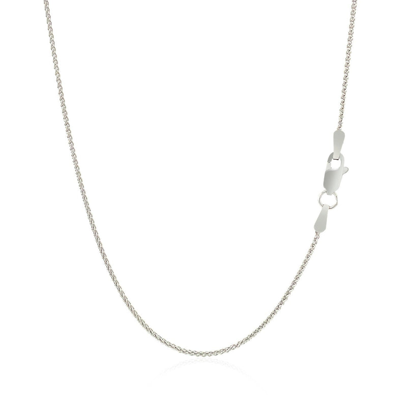 Bids.com 14k White Gold Round Wheat Chain 1.0mm Necklaces White Smoke 16 / White Gold,18 / White Gold,20 / White Gold,24 / White Gold