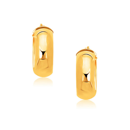Bids.com 14k Yellow Gold Wide Medium Hoop Earrings with Snap Lock Earrings White Smoke Yellow Gold