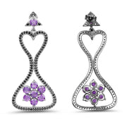Bids.com 6.31 Carat Genuine Amethyst & Black Spinel .925 Sterling Silver Earrings Earrings White Smoke