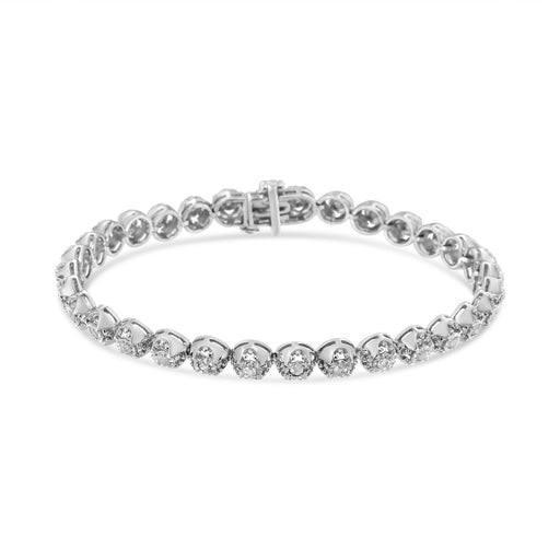 Bids.com .925 Sterling Silver 1.0 Cttw Diamond Miracle-Plate Open Quatrefoil Flower Circle-Link 7" Tennis Bracelet (I-J color, I3 clarity) Bracelets White Smoke White.Sterling Silver / 7