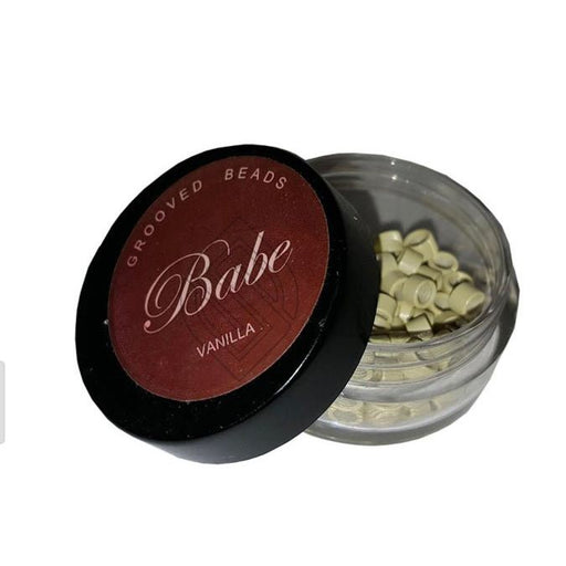 VIP Extensions Babe 100 Pieces Grooved Beads, Vanilla Hair Extension Accessories White Smoke