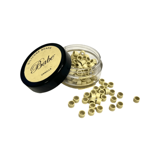 VIP Extensions Babe Silicone Copper Ring 4.0 mm, 100 Beads per Container Hair Extension Accessories White Smoke Vanilla