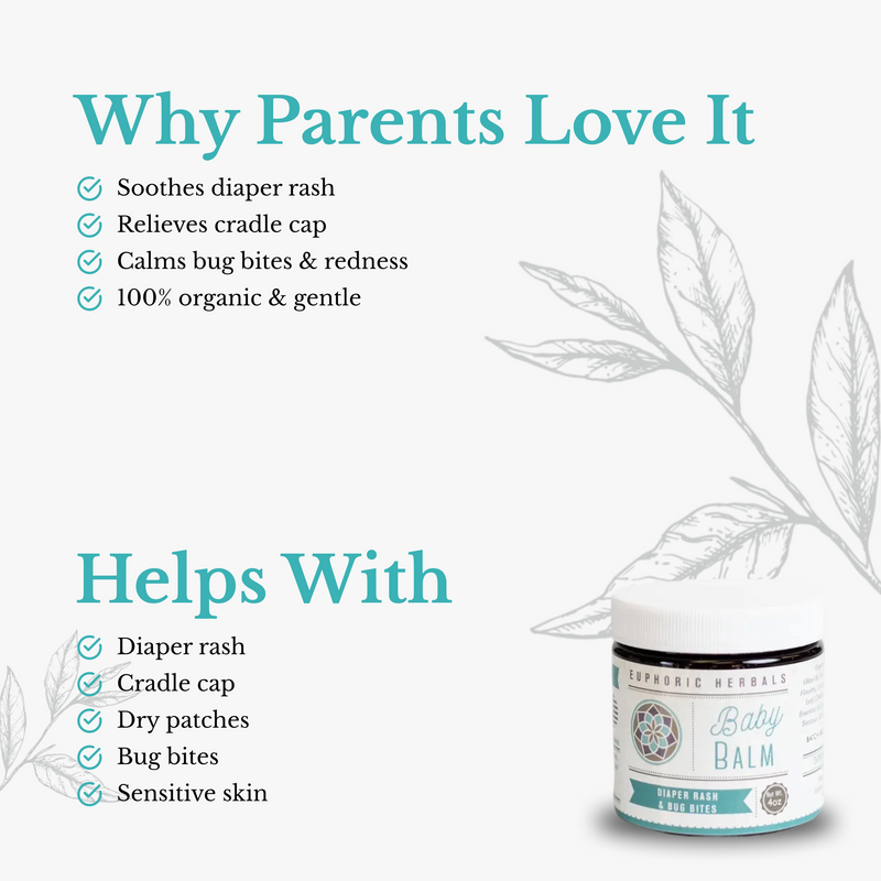 Euphoric Herbals Baby Balm Herbal Salve Salve White Smoke 1oz,4oz,8oz