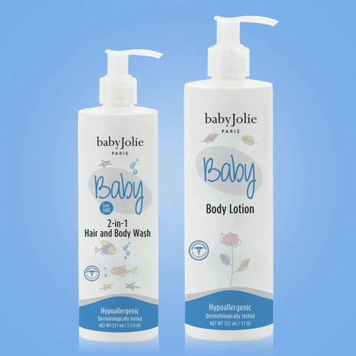 Baby Jolie Paris Baby Bath Bundle | 2-in-1 Hair and Body Wash + Lotion Kits de shampoo e condicionador > shampoo > conditioner > baby shampoo > infant shampoo > toddler shampoo > condicionador > shampo e condicionador para bebes > hidratante para bebes > body lotion > lotion > baby lotion Light Gray