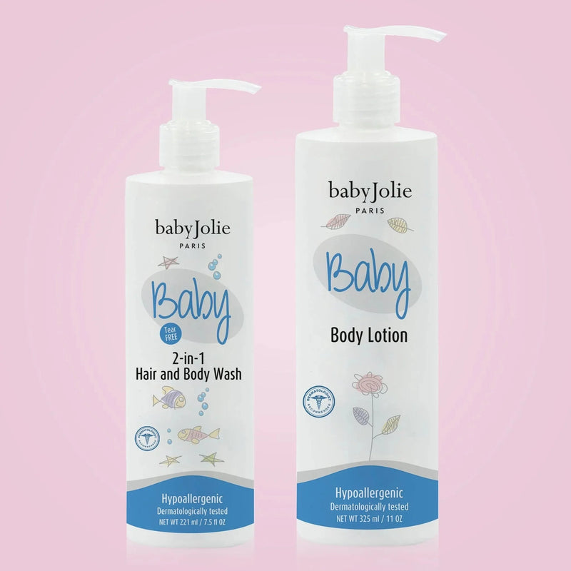 Baby Jolie Paris Baby Bath Bundle | 2-in-1 Hair and Body Wash + Lotion Kits de shampoo e condicionador > shampoo > conditioner > baby shampoo > infant shampoo > toddler shampoo > condicionador > shampo e condicionador para bebes > hidratante para bebes > body lotion > lotion > baby lotion Lavender