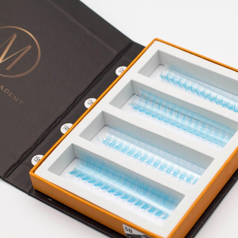 Mega Lash Academy Baby Blue 5D Rapid Promade Fans - 600 Fans Promade Fans Dark Slate Gray 0.07 / CC / Mixed 8-9-10-11 mm,0.07 / CC / Mixed 12-13-14-15 mm