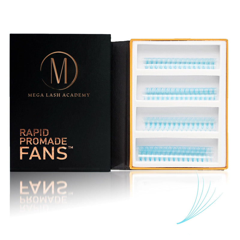 Mega Lash Academy Baby Blue 5D Rapid Promade Fans - 600 Fans Promade Fans Light Gray 0.07 / CC / Mixed 8-9-10-11 mm,0.07 / CC / Mixed 12-13-14-15 mm