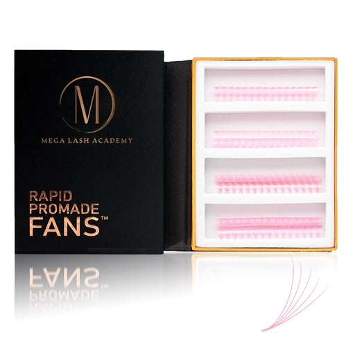 Mega Lash Academy Baby Pink 5D Rapid Promade Fans - 600 Fans Promade Fans Light Gray 0.07 / CC / Mixed 8-9-10-11 mm,0.07 / CC / Mixed 12-13-14-15 mm