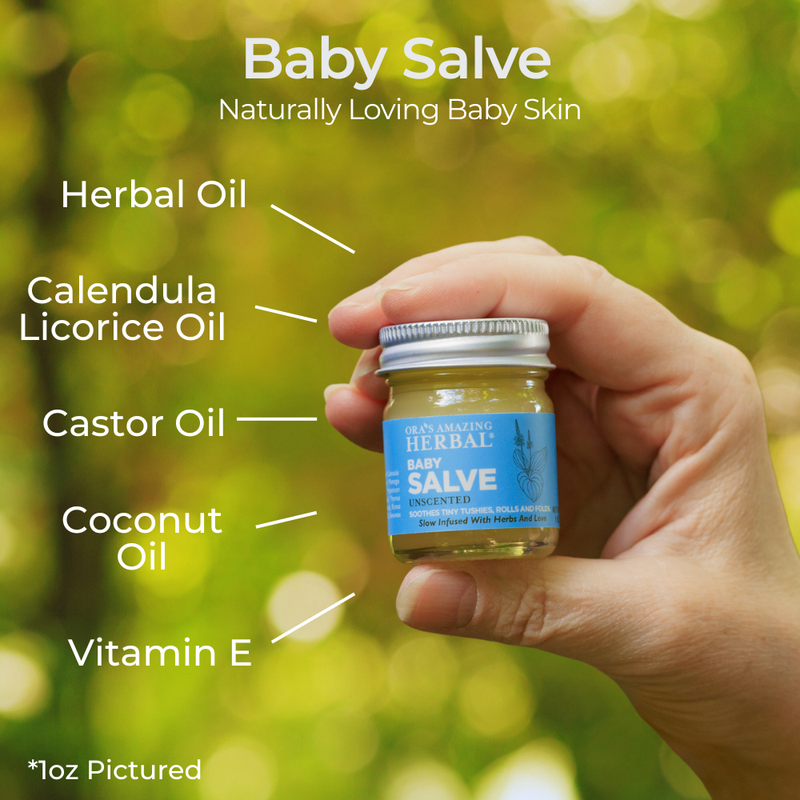 Ora's Amazing Herbal Baby Salve Olive Drab Jar 4oz,Jar 1oz,1 oz & 4 oz