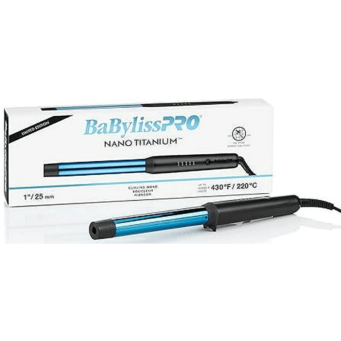 VIP Extensions BaBylissPRO Nano Titanium Matte-Black 1" Curling Wand Hair Tools White Smoke