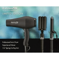 VIP Extensions BaBylissPRO Styling Set: Carrera2 Dryer + Triple Barrel Waver + 1.25" Curling Iron Hair Tools Black