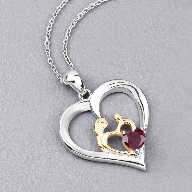 Bids.com 0.50 Carat Genuine Ruby .925 Sterling Silver Pendant Pendants Gray size 18.00