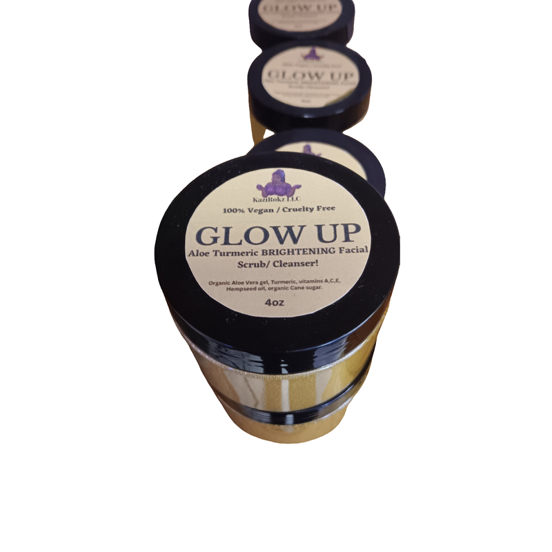 KaziRokz GLOW UP Aloe Turmeric Brightenig Facial Scrub (100% Veganl /Cruelty Free)4oz Gray