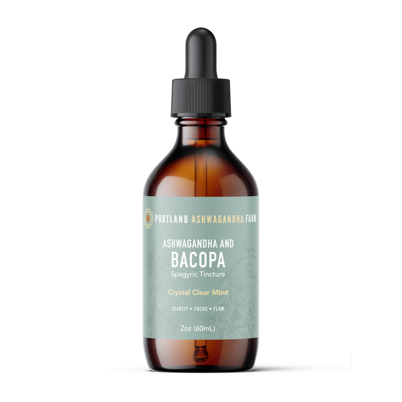Portland Ashwagandha Farm Ashwagandha Bacopa - Spagyric Tincture Tincture Dark Gray 2oz,4oz