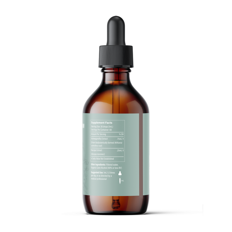 Portland Ashwagandha Farm Ashwagandha Bacopa - Spagyric Tincture Tincture Dark Gray 2oz,4oz