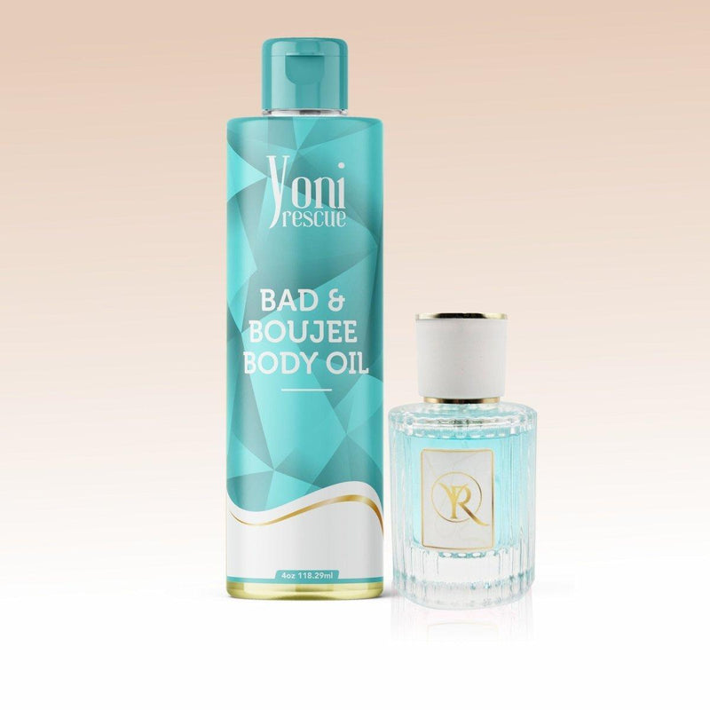 yoni rescue Bad & Boujee 2 pc Set - Body Oil + Eu De Parfum bundles White Smoke