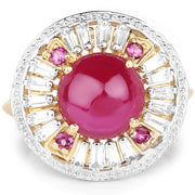 Bids.com 14K Yellow Gold Plated 8.91 Carat Genuine Glass Filled Ruby, Rhodolite & White Topaz .925 Sterling Silver Ring Rings White Smoke size 7.00,size 8.00,size 6.00,size 9.00,size 5.00,size 10.00