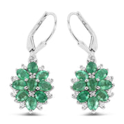 Bids.com 3.04 Carat Genuine Zambian Emerald and White Zircon .925 Sterling Silver Earrings Earrings White Smoke